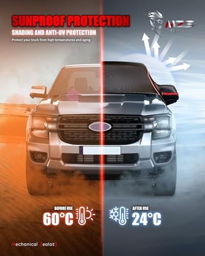 Image of MZS Cab Cover Compatible with Maverick /Ranger 2019-2026, 600D Waterproof Truck Half Cover with Driver Door Zipper Antenna Hole, All Weather Snow Rain UV Protection Car Cab Covers