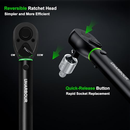 Uharbour Drehmomentschlüssel Fahrrad 1-25 Nm, 1/4 Drehmomentschlüssel Satz fur Fahrrad mit Bits und Verlängerungsstange, ±3% Fehlergenauigkeit