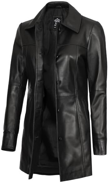 Decrum Leather Coats for Women - Carcoat Style Winter Fashion Womens Long Leather Jackets