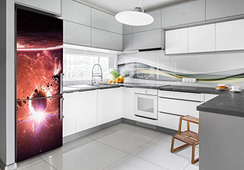 Vinilo para nevera de galaxia que oculta imperfecciones en puertas de cocina 3