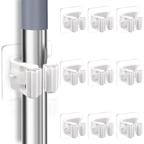 XIANGLONGY 10 Piezas Soporte Escobas Pared, Colgador Escoba y Fregonas Sin Perforar, Adhesivos Ganchos para Colgar Escobas, Organizador Soporte de Escobas para Baño Cocina Comedor Garaje XIANGLONGY 10 Piezas Soporte Escobas Pared, Colgador Escoba y Fregonas Sin Perforar, Adhesivos Ganchos para Colgar Escobas, Organizador Soporte de Escobas para Baño Cocina Comedor Garaje