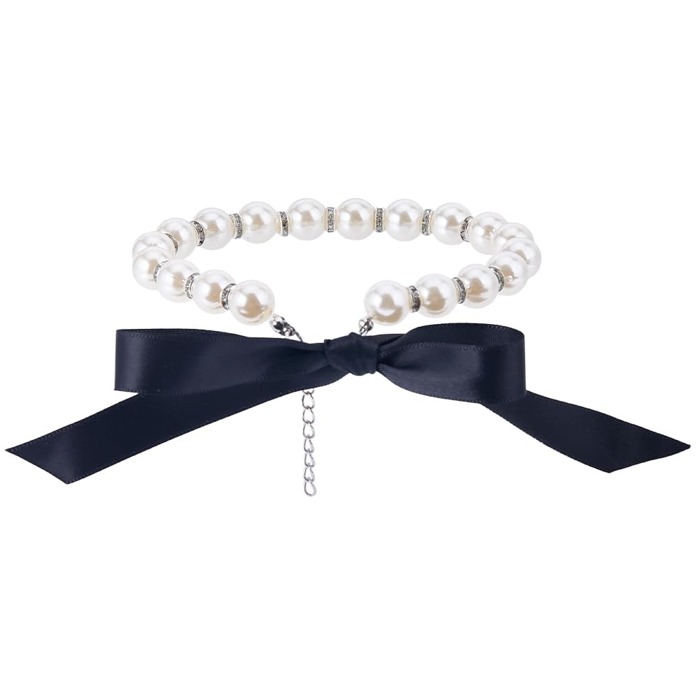 Collar de Perlas con Diamantes de Imitación para Perros, Collar de Boda para Gatos con Perlas Blancas, Collares Pequeños para Mascotas con Cuentas, Joyería Brillante para Gatitos Y Cachorros