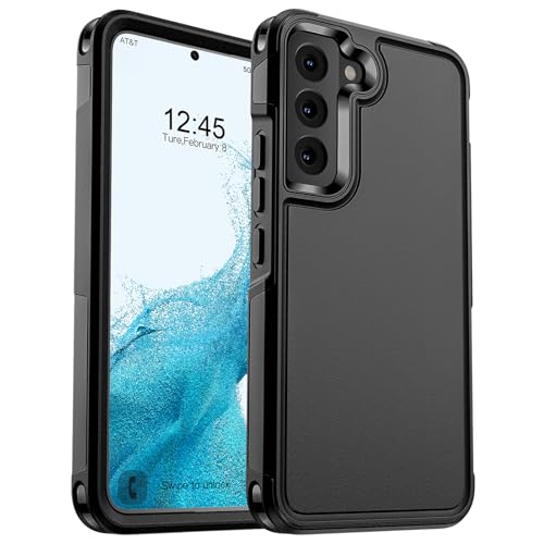 zapica Designed for Samsung Galaxy S22 Case, [Military Drop Protection] [Dual Layer Structure Design] Heavy Duty Shockproof Non-Slip Phone Cover for Galaxy S22, Black