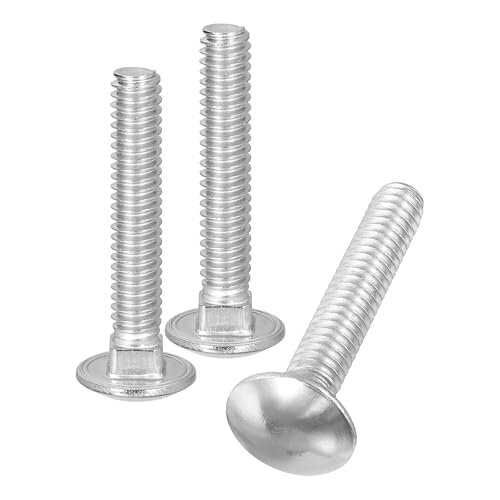 Image of uxcell 1 /4-20x1-1 /2 Carriage Bolt, 25pcs Round Head Square Neck Screws, 304 Stainless Steel, Fully Threaded, Silver