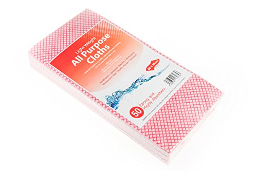 We Can Source It Ltd - Lightweight All Purpose Cleaning Cloths ''J Cloth Type'' (Pack of 50) - Choice of colours - (RED)