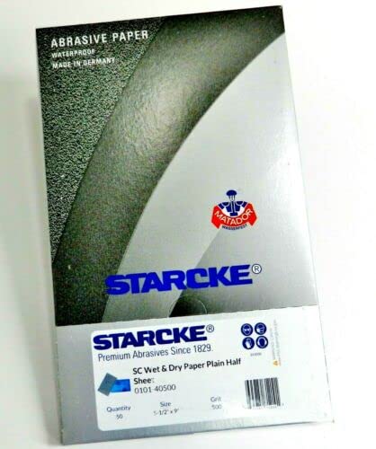 Matador Abrasive Wet or Dry Sandpaper 50 Sheet 500 Grit 5-1/2" x 9" Silicon Carbide Made in Germany