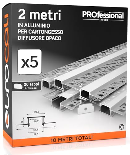 10 Profili Alluminio Per Strisce LED Da 1 Metro - Canali Di Diffusione Luce - Foto 5