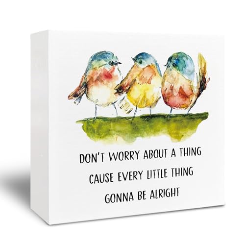 Kneaotoaji Inspirational Gifts Wooden Sign - Three Little Birds Decor