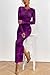PRETTYGARDEN Women's Bodycon Maxi Dress Fall Spring Fashion Long Sleeve Floral Print Tight Fitted Party Club Ruched Dresses (Print Purple,Large)