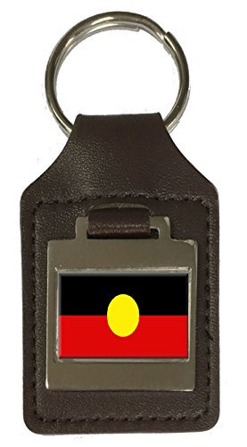 Porte-clés en cuir gravé drapeau des Aborigènes idée cadeau originale