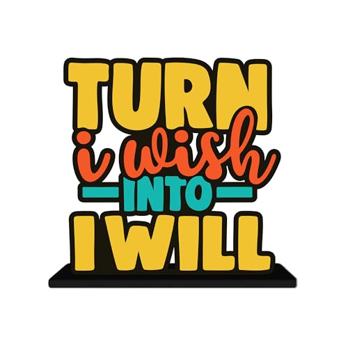 Image of Artvibes Turn I Wish into Will Quotes Table Decor for Office Desk | Home Decoration Items | Living Room | Modern Art Wooden Showpiece Decorative Gift item (SP 1182)