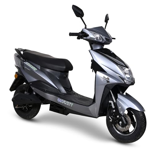 Image of Enfinity Sigma Low Speed Non-RTO Electric Scooter for Adults with 40-55km Range, Removable Lithium Ion Battery & Charger (Silver)