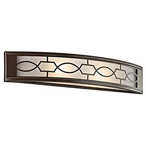 Kichler 45351MIZ Punctuation 2LT Vanity Fixture, Mission Bronze Finish and White Linen Glass