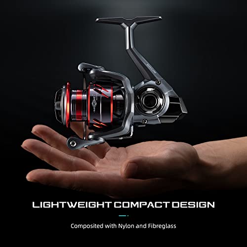 Mifine Greek Spinning Fishing Reels Saltwater Freshwater Ultralight Ultra Smooth Powerful Reel With Aluminum Extra Spool(Black Red,Size 4000) #TOP1