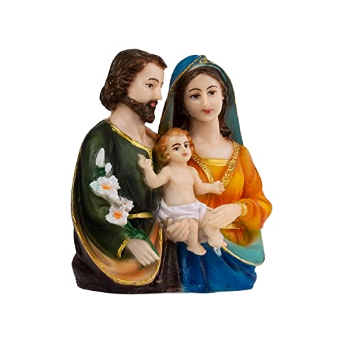 Image of Holy Family Statue Christian Showpiece Figurine Gifts for Home Decor God Idol House Warming Wedding Anniversary, Multicolour 15 X 15 X 9 CM