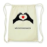 100% Baumwolle JOllify WÄCHTERSBACH Hipster Turnbeutel Tasche Rucksack aus Baumwolle - Farbe: Natur – Design: Hände Herz - Farbe: Natur