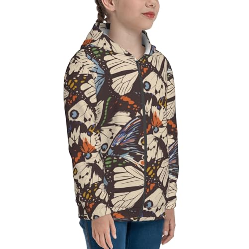 Vector Butterflies Kid Hoodies Boys Zip Up Sweatshirts Girls Pullover with Pocket4