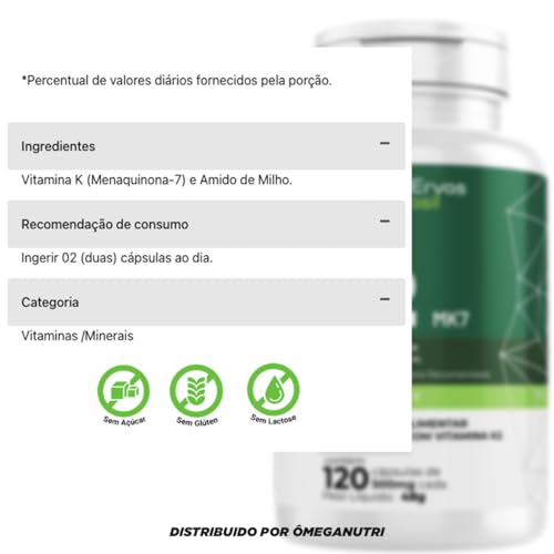 Vitamina K2 Mk-7 120 Cápsulas 500mg Menaquinona 7 Econômica