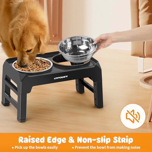 image for URPOWER 4 Height Adjustable Elevated Dog Bowls - 50oz Large Capacity S