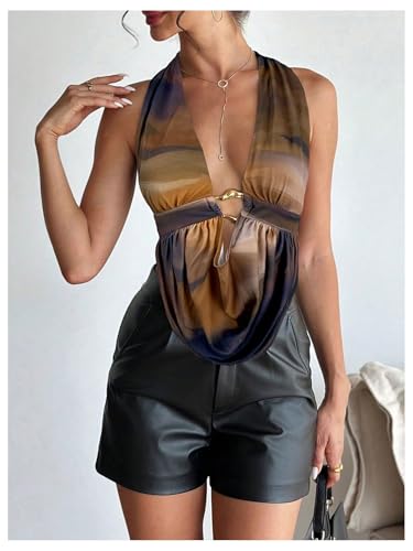 Image of SOLY HUX Women's Sexy Open Back Halter Going Out Top