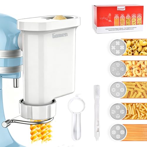 Image of Pasta Press Attachment for Kitchenaid Stand Mixer, Pasta Maker Attachment with 5 Interchangeable Plates, Easy Homemade Spaghetti, Bucatini, Fusilli, Large & Small Macaroni Accessories