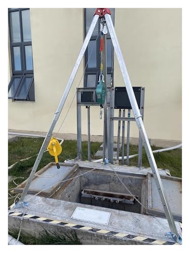 YLLFFLL Heavy Duty Aluminum Rescue Tripod and Winch, Fire/Deep Wellhead/Cesspools/Sewers/Cellars, Height Adjustable Lifting and Rescue Equipment Fall Protection Device Kits(1200lbs Winch+Safety Belt)