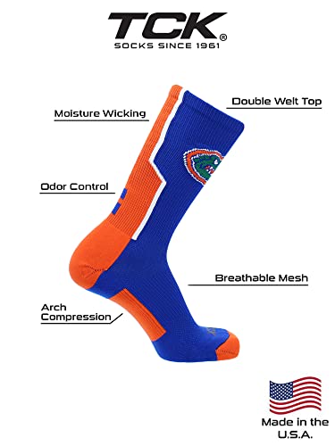 Tck University Of Florida Gators Perimeter Crew Socks (Royal/Orange/White, Large) #TOP2