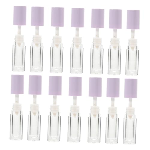 TOGEVAL 14個 透明プラスチック製リップグロス容器 スティック付き 詰め替え用リップバームチューブ 携帯便利で漏れにくい唇彩管