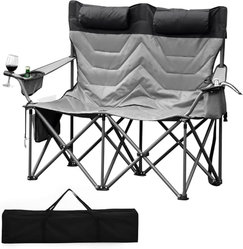 Oversized Double Camping Chairs, Heavy Duty Padded Loveseat