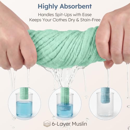 Image of Yoofoss Muslin Burp Cloths for Baby 5 Pack 100% Organic Cotton Baby Washcloths for Boys Girls Large 20''X10'' Super Soft and Absorbent Apricot,Ocean Breeze