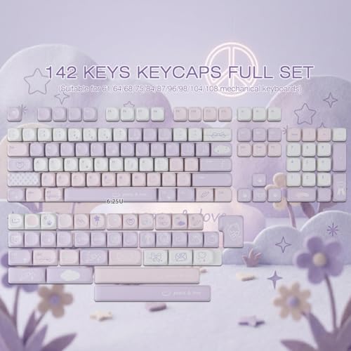 Tsungup MOA PBT Keycaps, Purple 143 Keys Cute Soft Simple Custom Keycaps by Tsungup - Used condition - Image 2