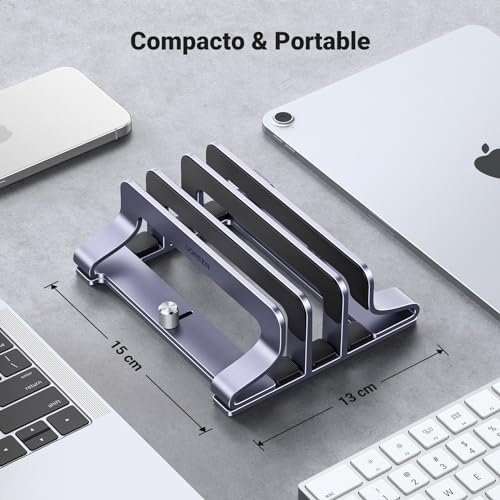 Miniatura 6 de Ugreen Soporte Vertical Para Portátil Ajustable Con 3 Ranuras, Elevador Laptop Stand De Mesa Compatible Con Macbook Pro Air, Matebook, Hp, Ipad, Tableta Y Otro Gris