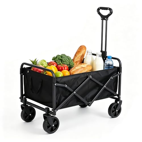 Spalivivre Carro plegable de 150 kg, carro de transporte plegable con techo y mango ajustable, carro plegable para camping, jardín