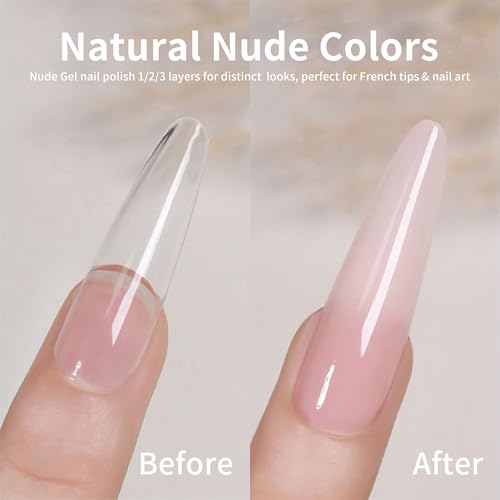 Esmaltes de uñas gel nude 4 colores base francés miniatura 2