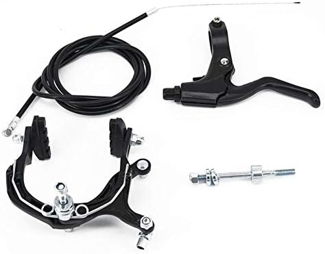 HZLXF1 Bicycle Side-Pull Caliper Brake System Kit, Suitable for Front and Rear Bicycles with Bicycle Cable Made of Aluminum Alloy Material 1 *Brake + Brake Lever + Brake Cable + Fixing Parts