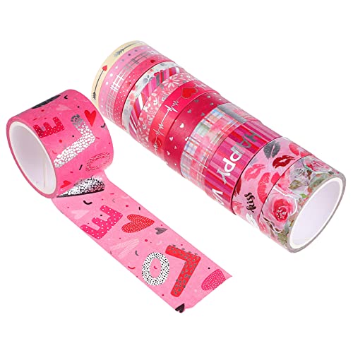 HAWILLOSCH 14rolls Pink Love Tape Washi Tape DIY Patrón Decorativo Cinta Adhesiva Cinta Adhesiva