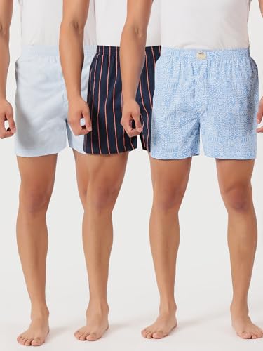 Image of Thomas Scott Men's | Cricket Club | Regular Fit | 100% Cotton | Casual | Woven | Boxer | Shorts | Pack of 3