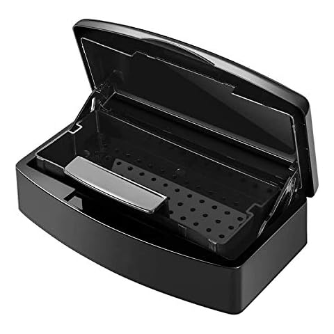 Aifeiter Nail Tool Sterilizer Box,Plastic Sterilizing Tray,The Disinfection Box for Nail Art Tools is Applicable to Nail Art Tools, Tweezers, Hair Salons, Spas and Manicure Equipment-Black Cover