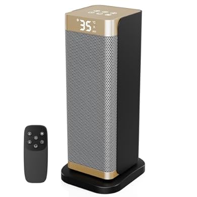 Foto di DDHTSAL Stufetta Elettrica Basso Consumo - 2000W PTC Termoventilatore,3 Modalità,ECO,Timer 12H,70° Oscillazione,Telecomando,Protezione da Surriscaldamento/Ribaltamento,Basso Rumore,Portatile,Casa