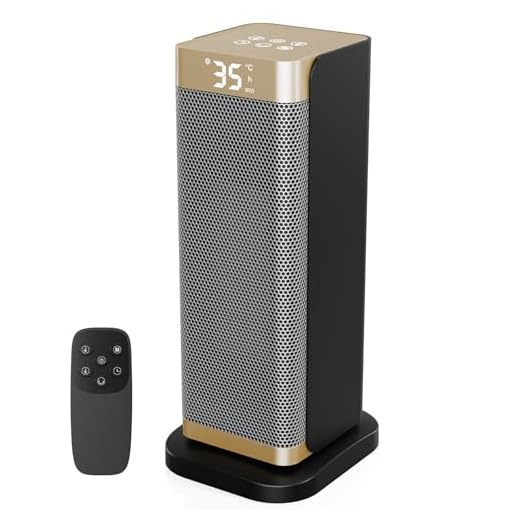 Calefactor Bajo Consumo - 2000W PTC Calefactor Baño,3 Modos,70° Oscilación,Temporizador 12h,Modo ECO,Control Remoto,Protección contra Sobrecalentamiento/Vuelco,Calentador Bajo Ruido