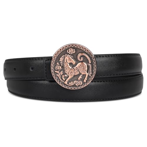 Image of Aurolran Women's Leather Belt with Buckle - Ideal for Dresses, Jeans, and Coats