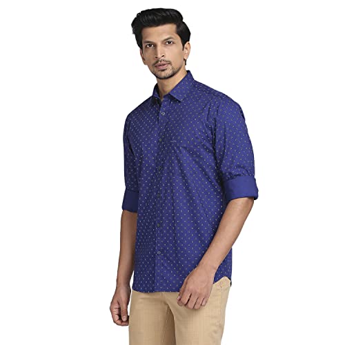 Image of Colorplus Men's Pure Cotton Print Pattern Tailored Fit Spread Collar Full Sleeve Casual Shirt