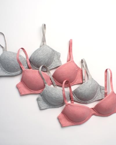 Nautica Girls Training Bra - 4 Pack/6 Pack A-Cup Ribbed Molded Starter Bras for Teens with Adjustable Strap (Sizes: 30A-36A)2