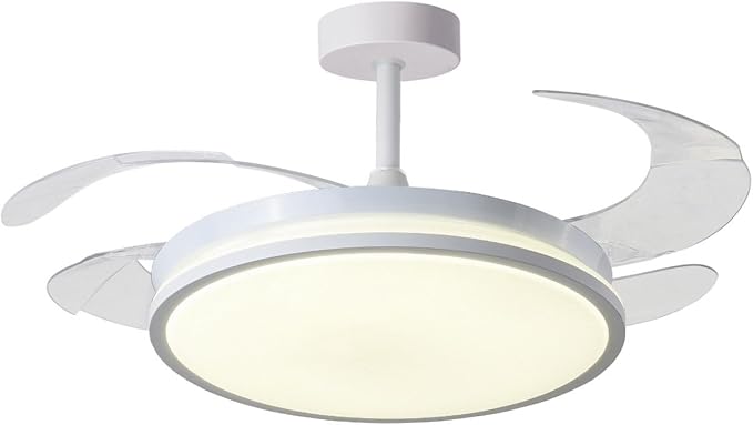 BEL AIR HOME - Ventilador de techo DUNE con Aspas Desplegables Luz Led 36W en 3 Temperaturas de Luz con Mando a Distancia -Motor DC Eficiente y Silencioso (BLANCO)