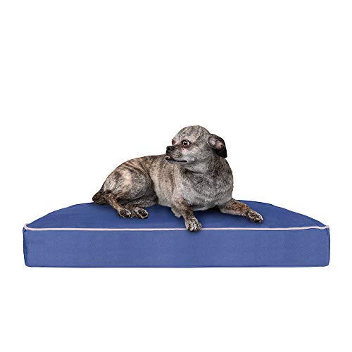Image of Furhaven Water-Resistant Pillow Dog Bed for Small Dogs w / Removable Washable Cover - Indoor & Outdoor Solid Polycanvas Mattress - Blue, Small