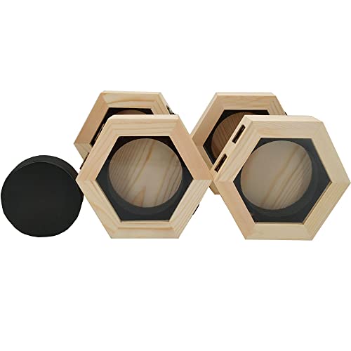 Hockey Puck Display Case，Hockey Puck Holder 4-Pack，Puck Case Holder Display Stand Puck Case（Wood）