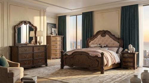 First of a Kind Nicole Traditional 5 Piece Queen Bedroom Set with...
