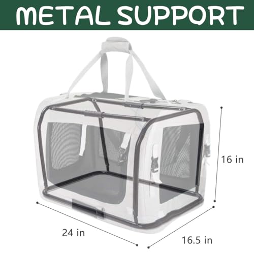 Image of Extra Large Cat Carrier Soft Sided, Portable Small Dog Carrier for 2 Cats, 24 inchx16.5 inchx16 inch Car Travel Folding Comfortable Design, Green
