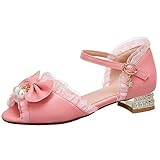 peeptoes rockabilly  LUXMAX Peeptoes Damen Sandalen mit Schleife und Spitze Riemchen Sandaletten Flach Mary Jane Pumps Sweet Lolita Schuhe in Rockabilly