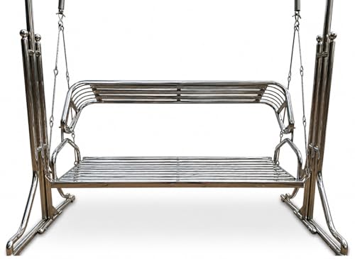 Image of Stainless Stainless Steel Indoor Swing Jhula - 3 Seater with Stand, 350 Kg Capacity, with Stand for Home & Balcony 124 Centimeters /140 Centimeters